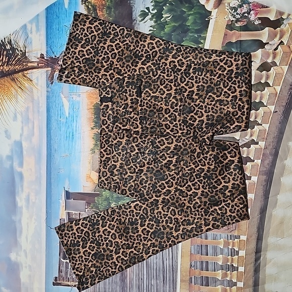 7 For All Mankind Animal Print Raw Hem Flare‎ Jeans Size 24 - Picture 7 of 7